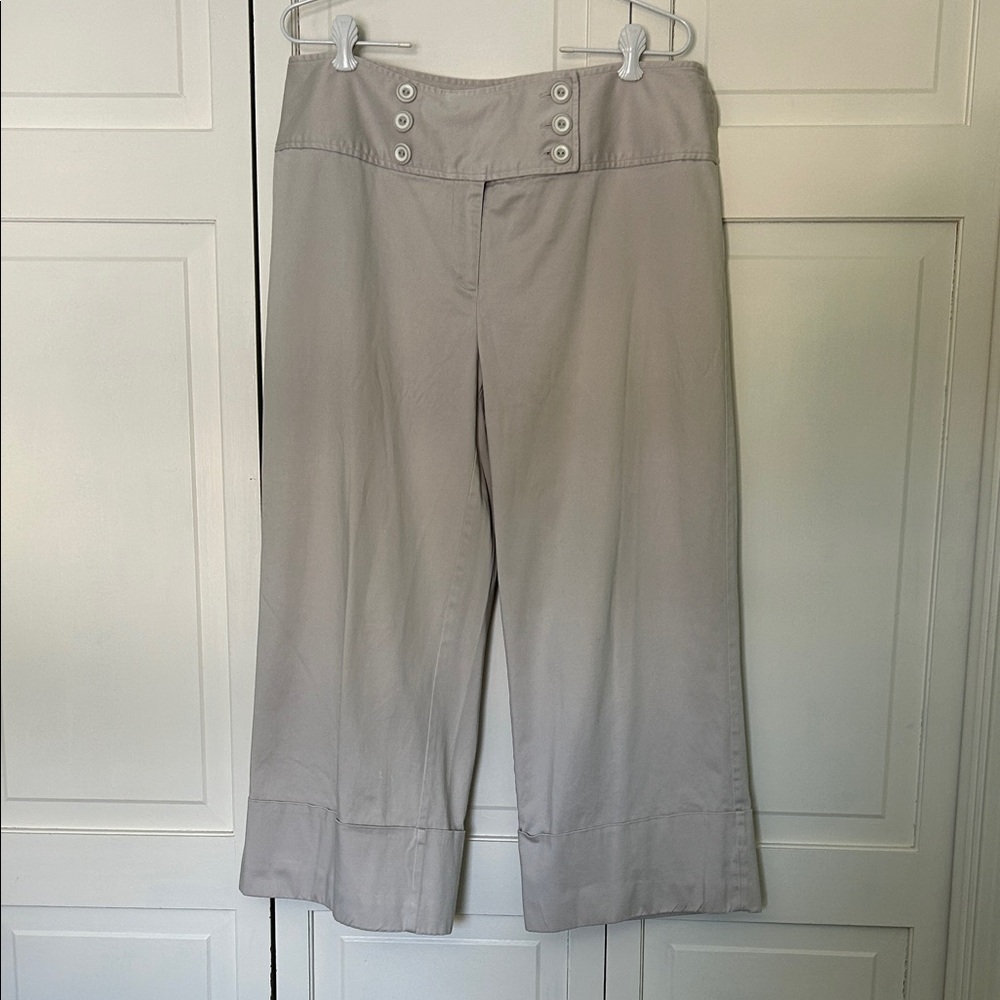Christopher & Banks Tan Wide-Leg Cropped Pants - Size 14